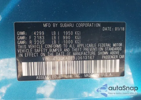 2018 Subaru Impreza Premium z USA, uszkodzony, nr VIN 4S3GKAB69J3613167